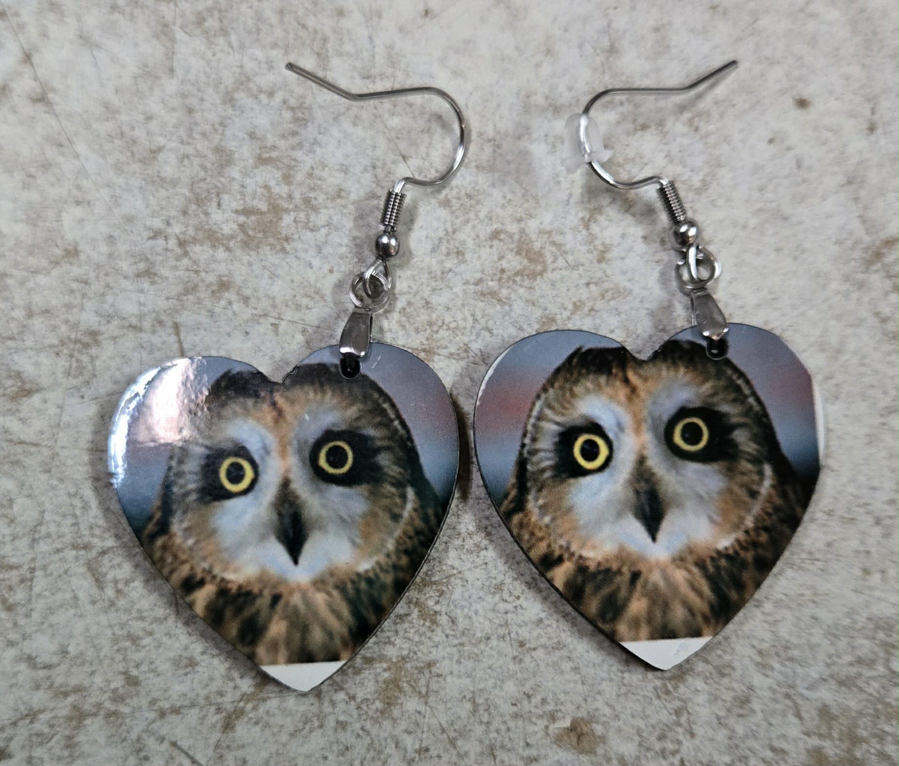 Heart Short Eared Owl Earrings