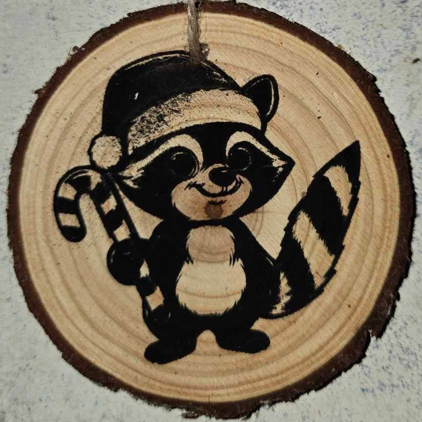 Raccoon Wood Ornaments 3"