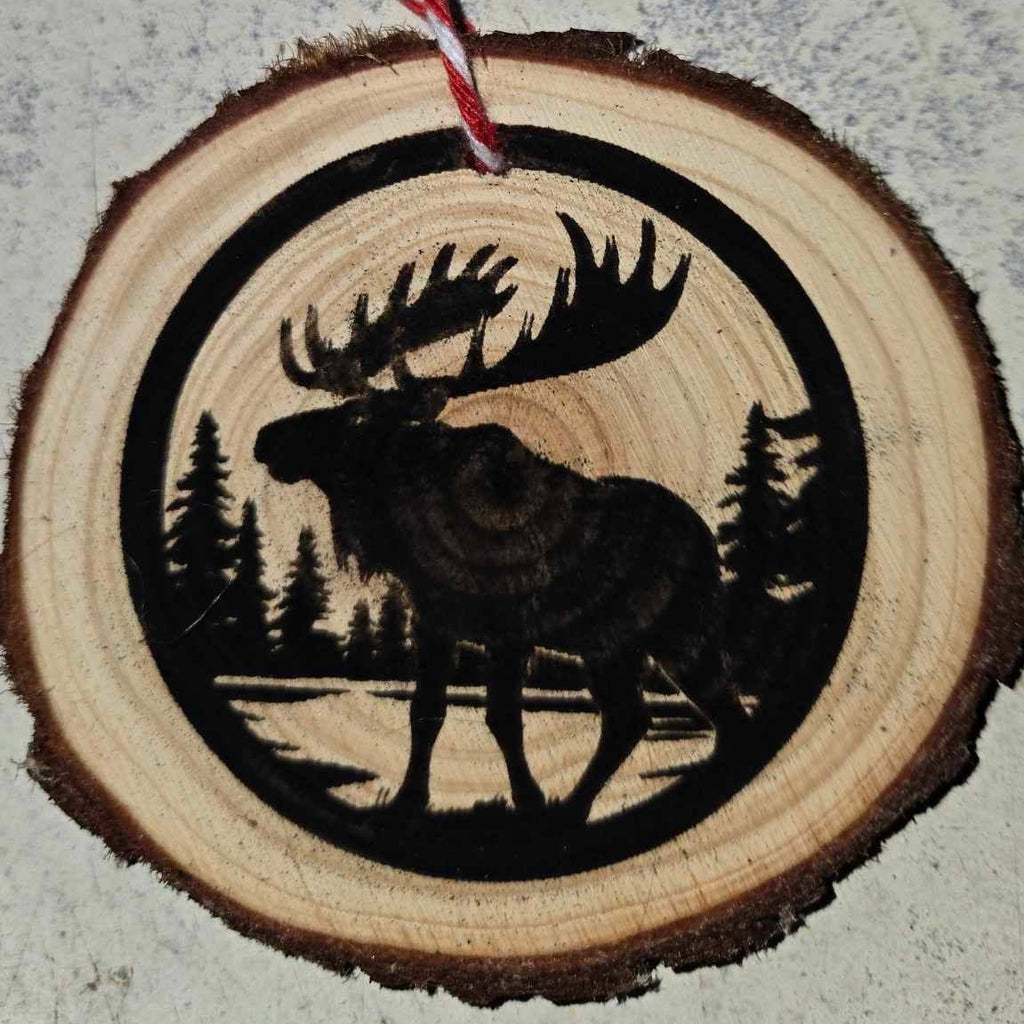 Animal Silhouette with Mountains- Wood Ornaments 3"