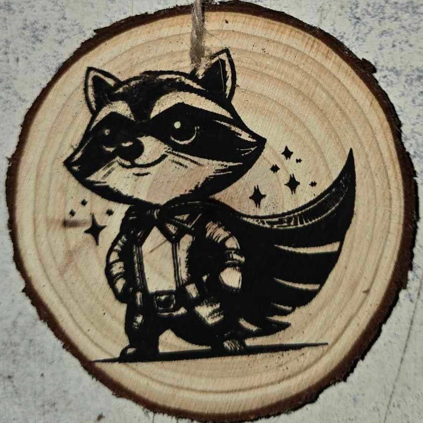 Raccoon Wood Ornaments 3"
