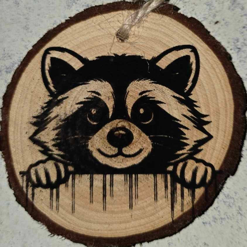 Raccoon Wood Ornaments 3"