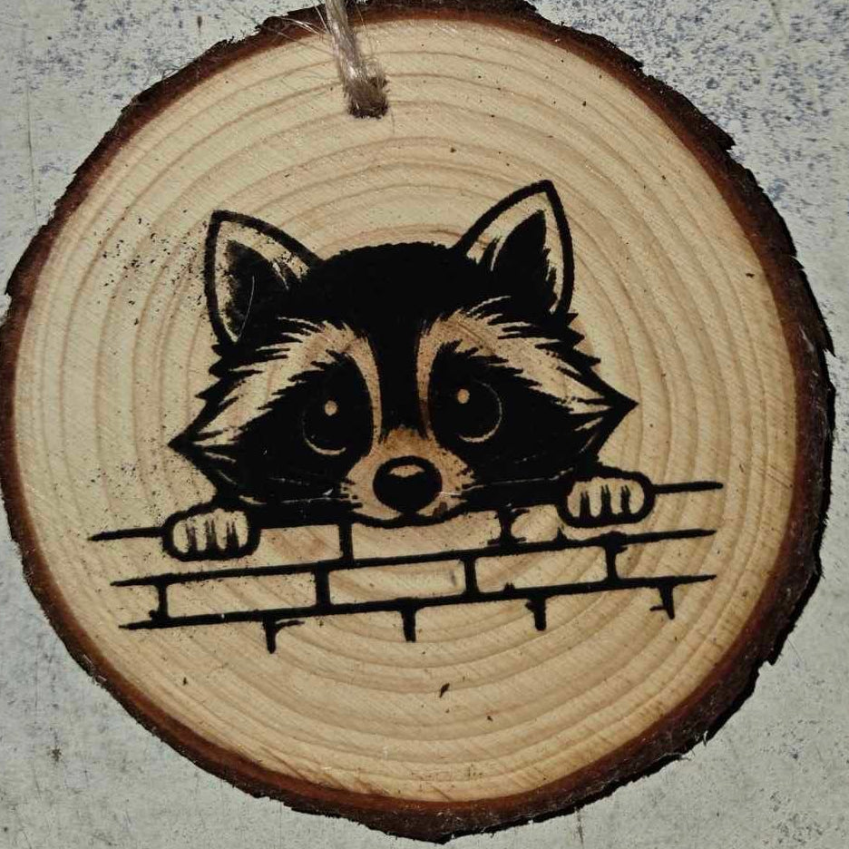 Raccoon Wood Ornaments 3"