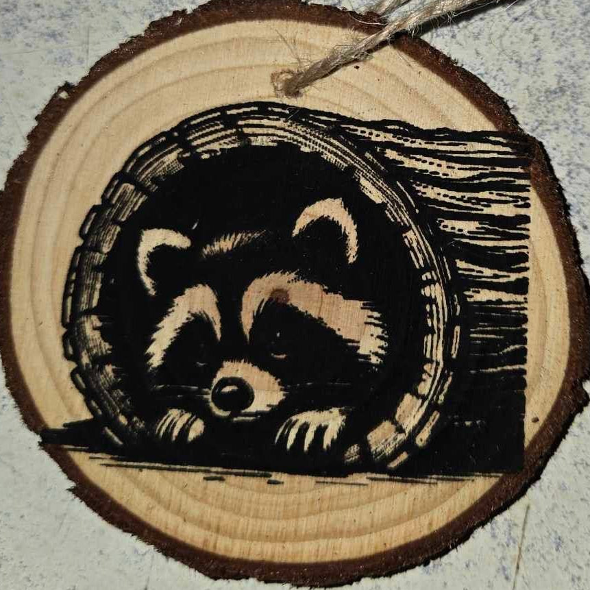 Raccoon Wood Ornaments 3"