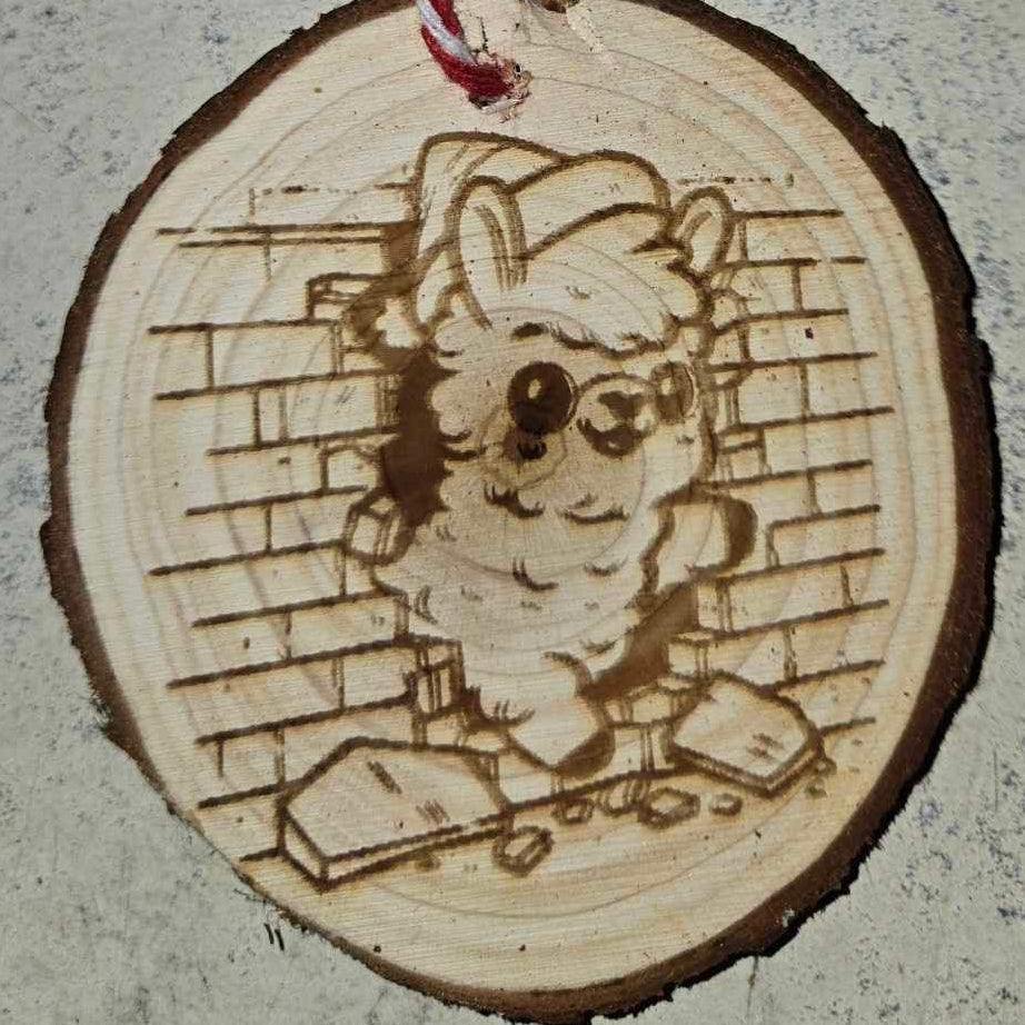 Animals Peeking Through Wall- Wood Ornaments 3"
