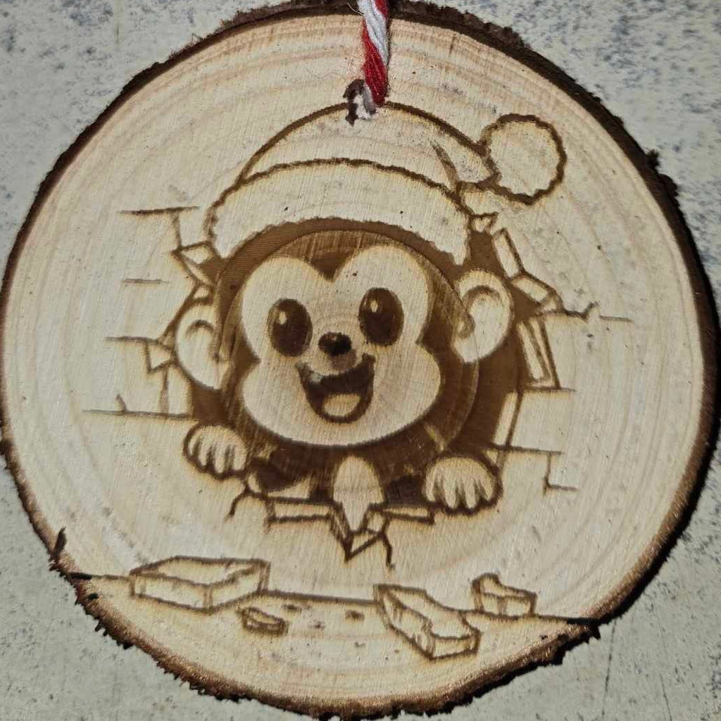Animals Peeking Through Wall- Wood Ornaments 3"