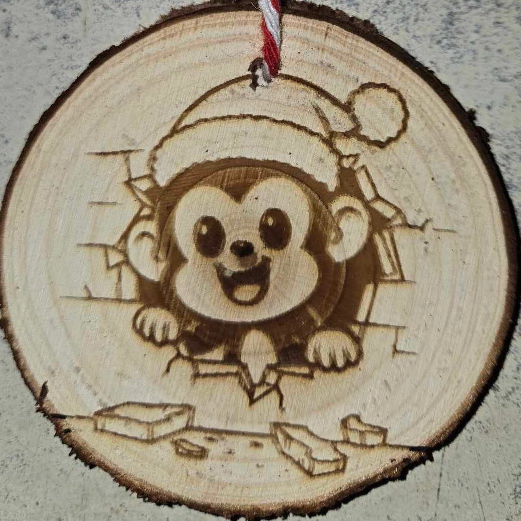 Animals Peeking Through Wall- Wood Ornaments 3"