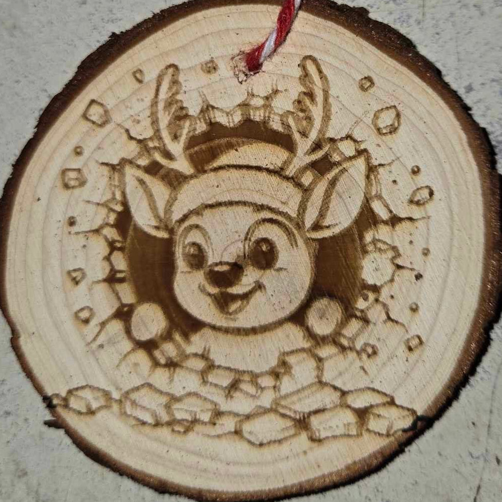 Animals Peeking Through Wall- Wood Ornaments 3"