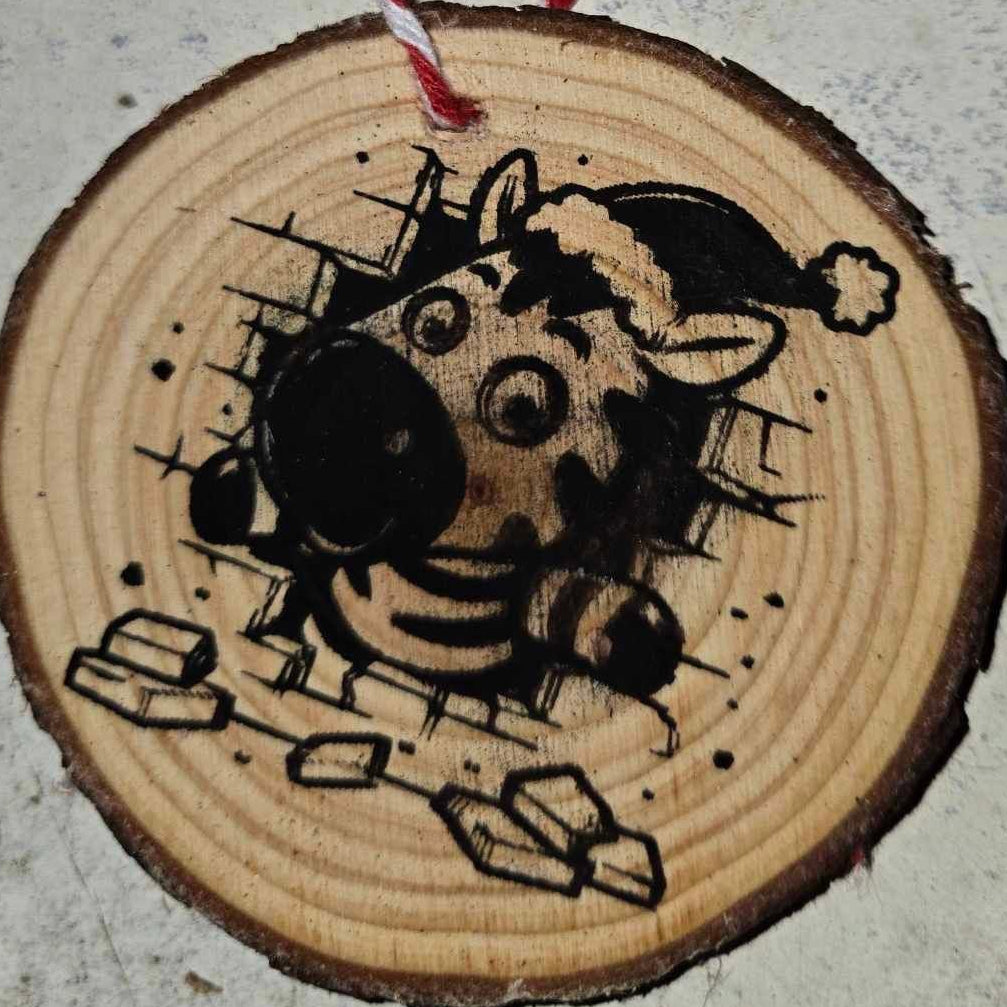 Animals Peeking Through Wall- Wood Ornaments 3"