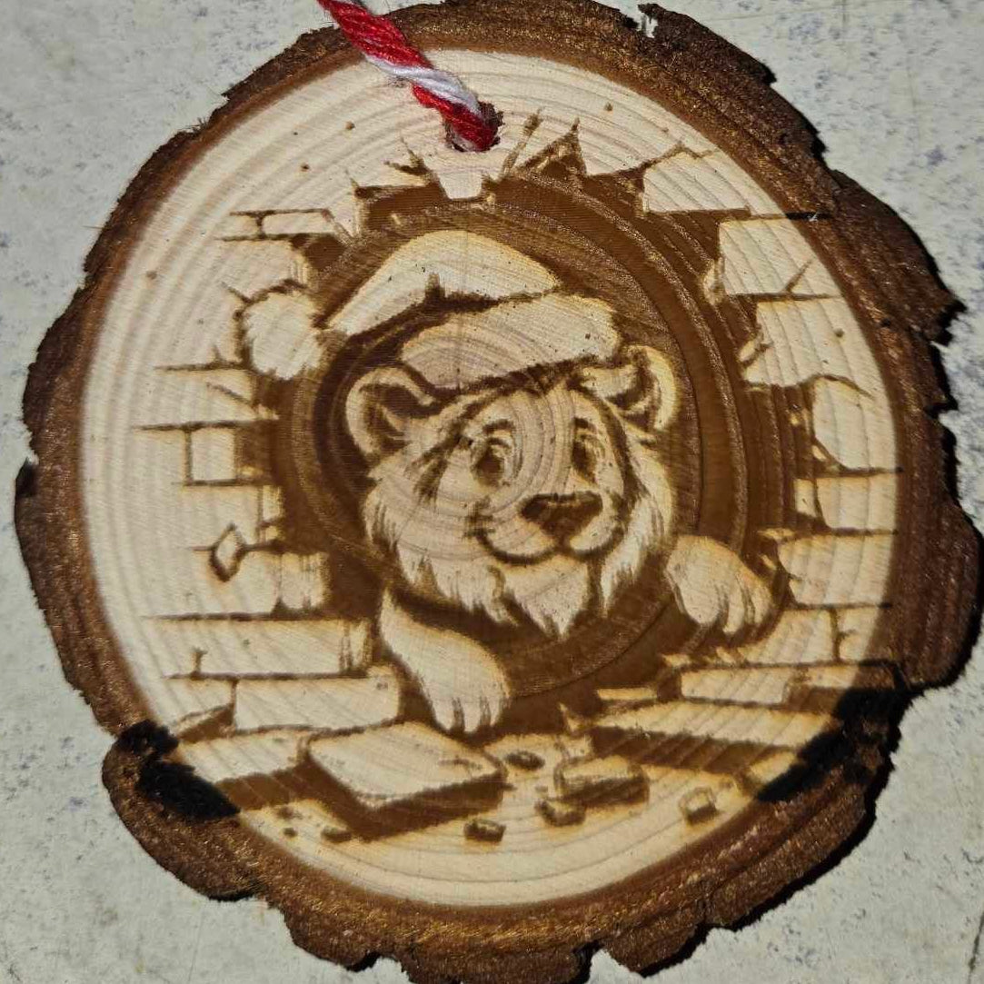 Animals Peeking Through Wall- Wood Ornaments 3"