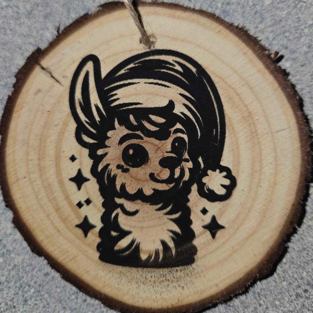 Cute Cartoon Style Animals with Santa Hats- Wood Ornaments 3"