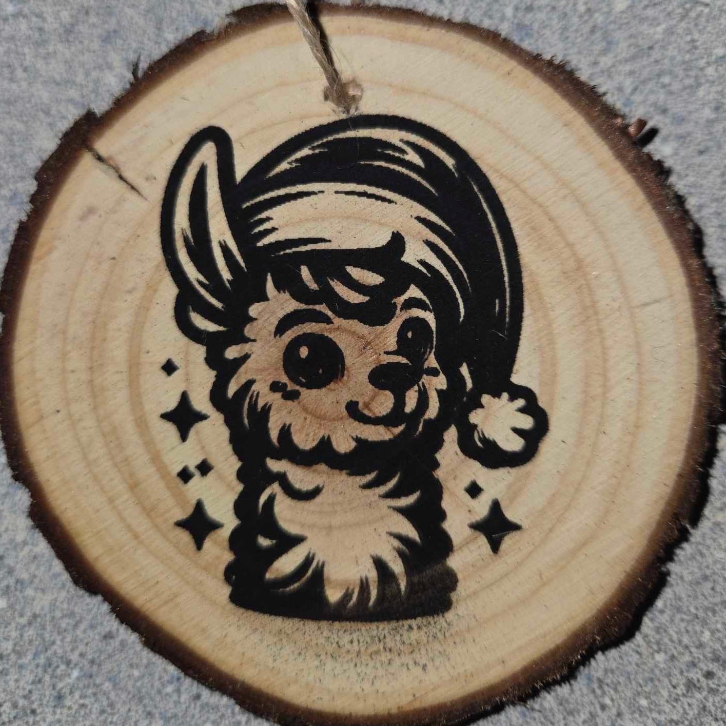 Cute Cartoon Style Animals with Santa Hats- Wood Ornaments 3"