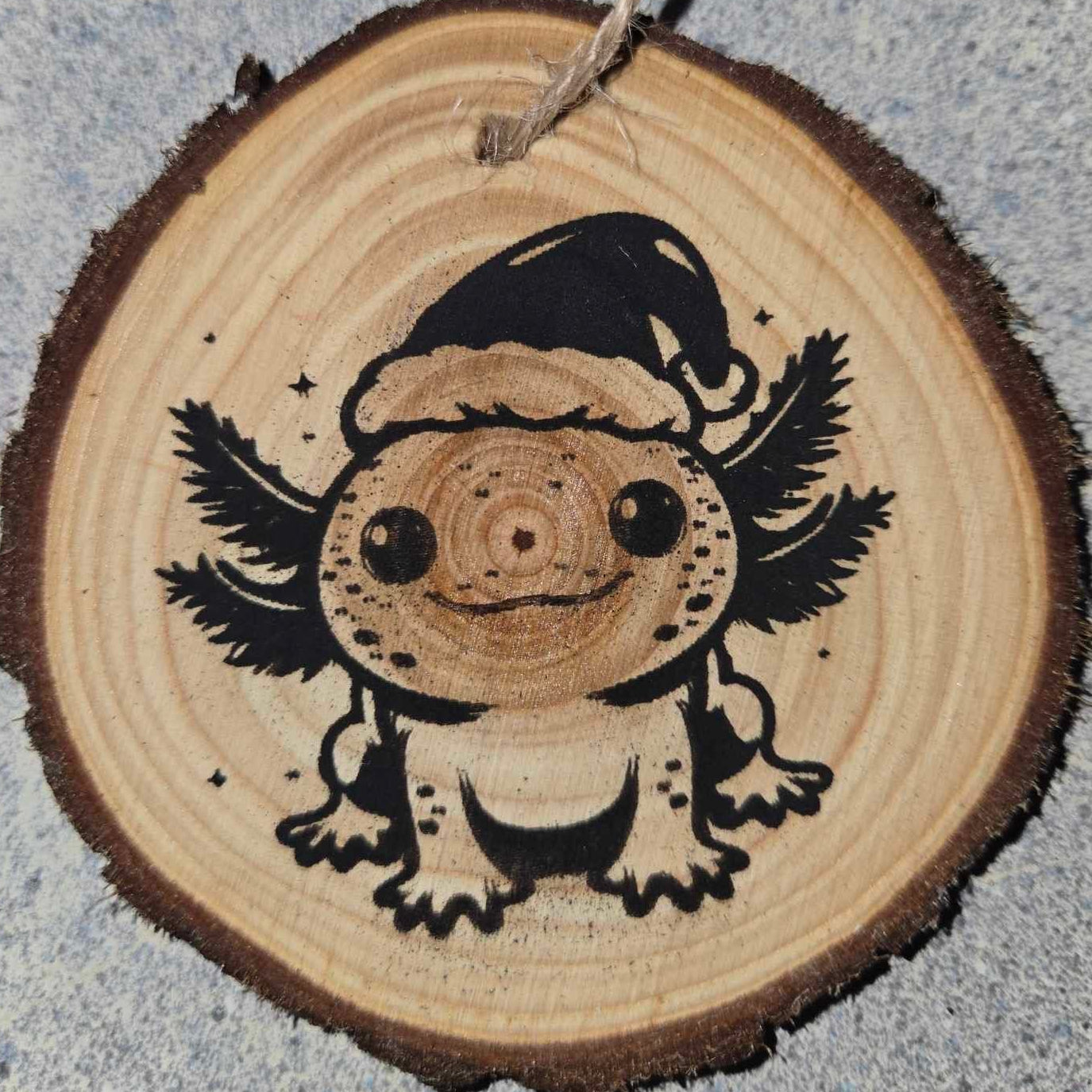 Cute Cartoon Style Animals with Santa Hats- Wood Ornaments 3"