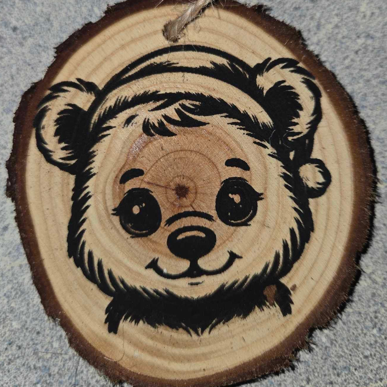 Cute Cartoon Style Animals with Santa Hats- Wood Ornaments 3"