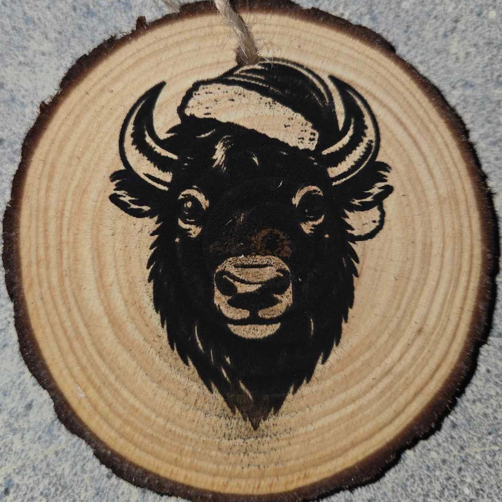 Cute Cartoon Style Animals with Santa Hats- Wood Ornaments 3"