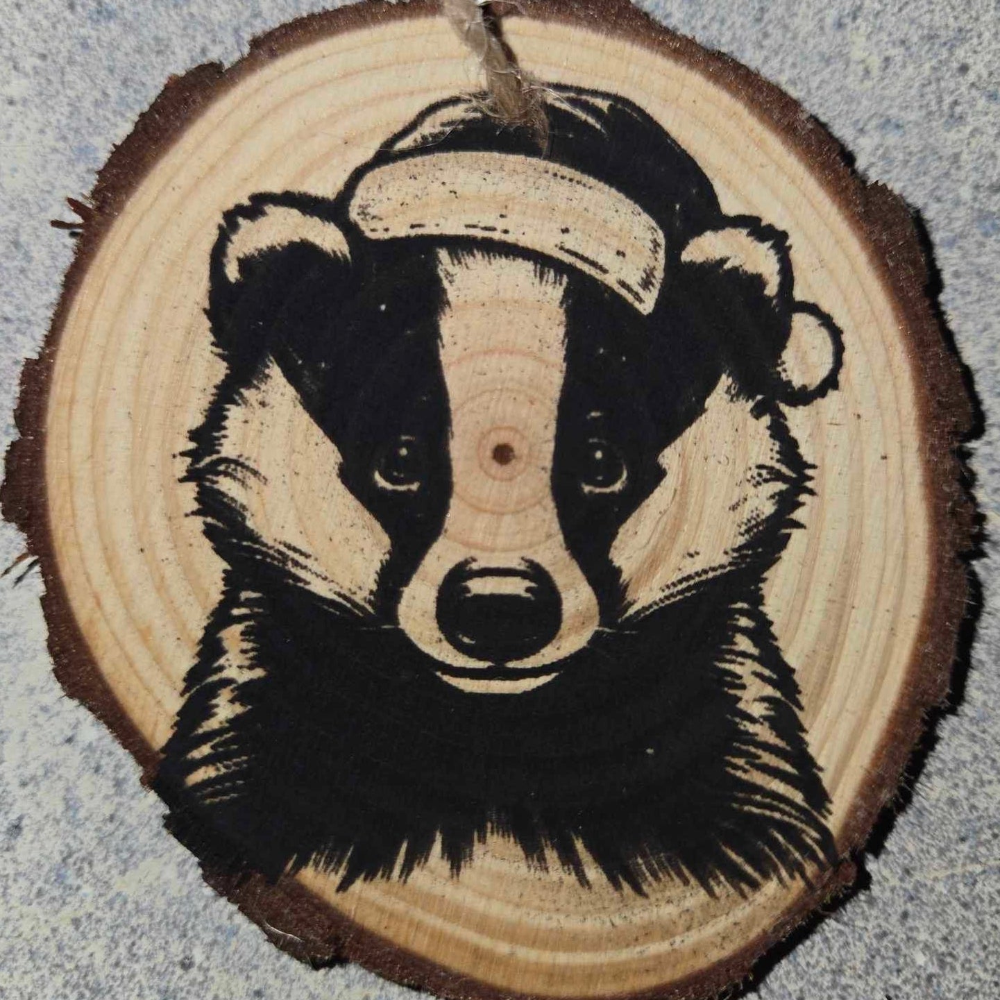 Cute Cartoon Style Animals with Santa Hats- Wood Ornaments 3"