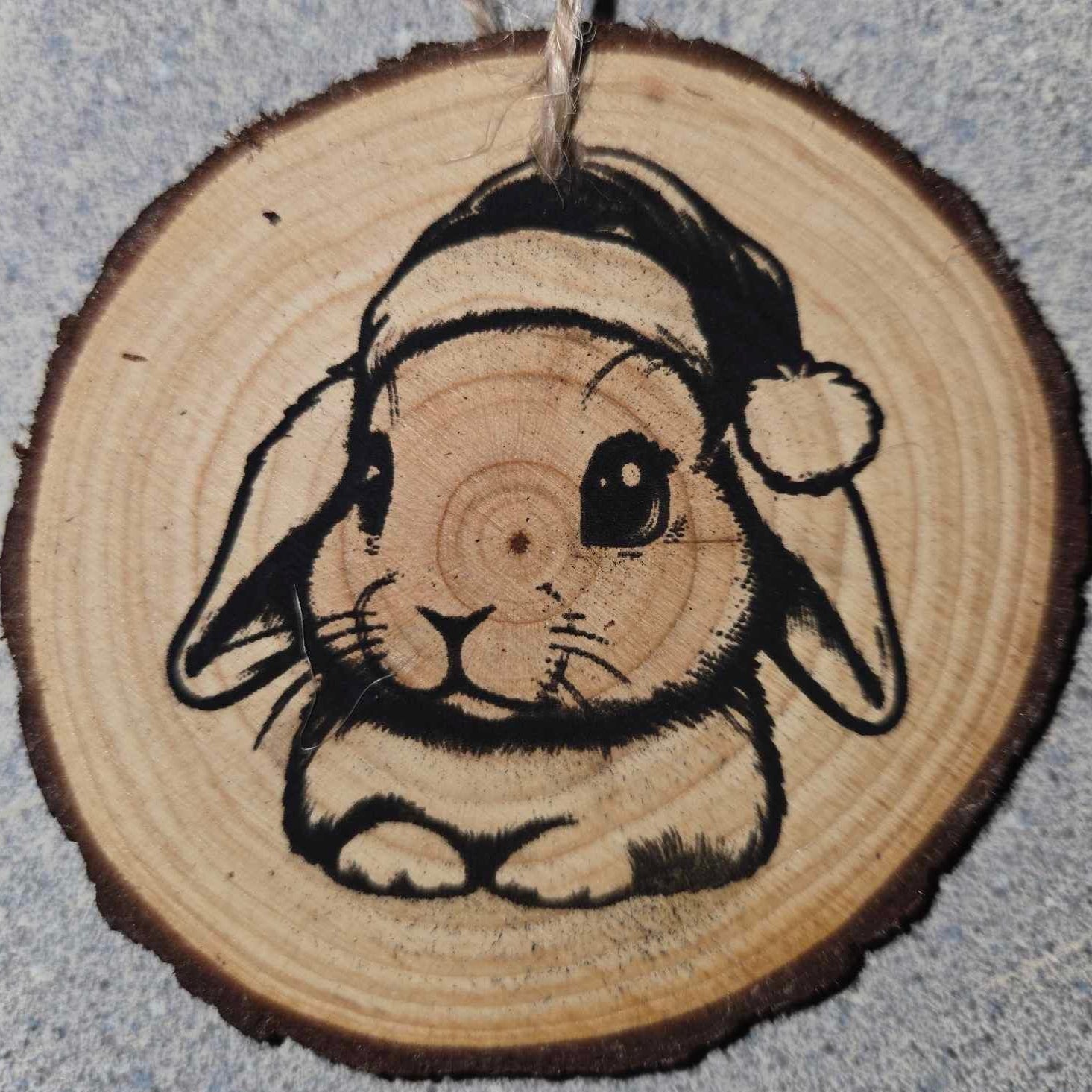 Cute Cartoon Style Animals with Santa Hats- Wood Ornaments 3"