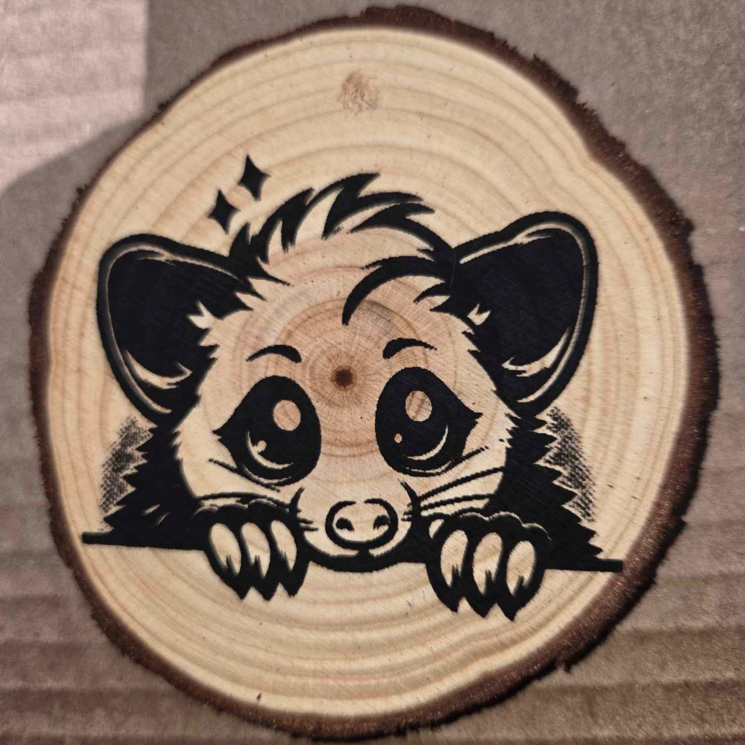 Cute Cartoon Style Animals with Santa Hats- Wood Ornaments 3"