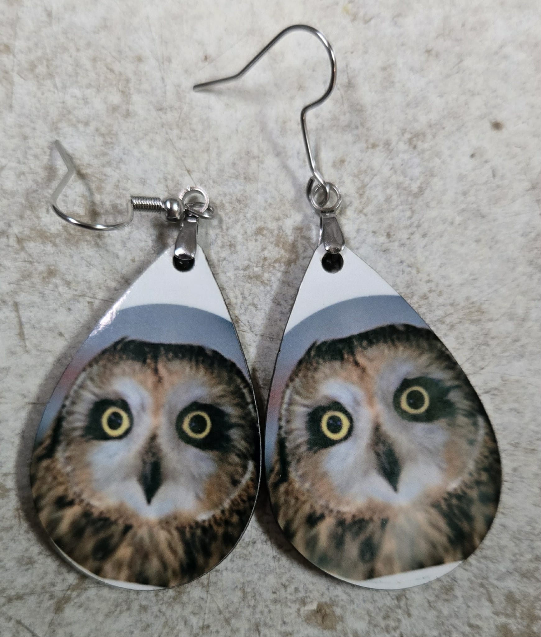 Tear Drop Short Eared Owl Earrings