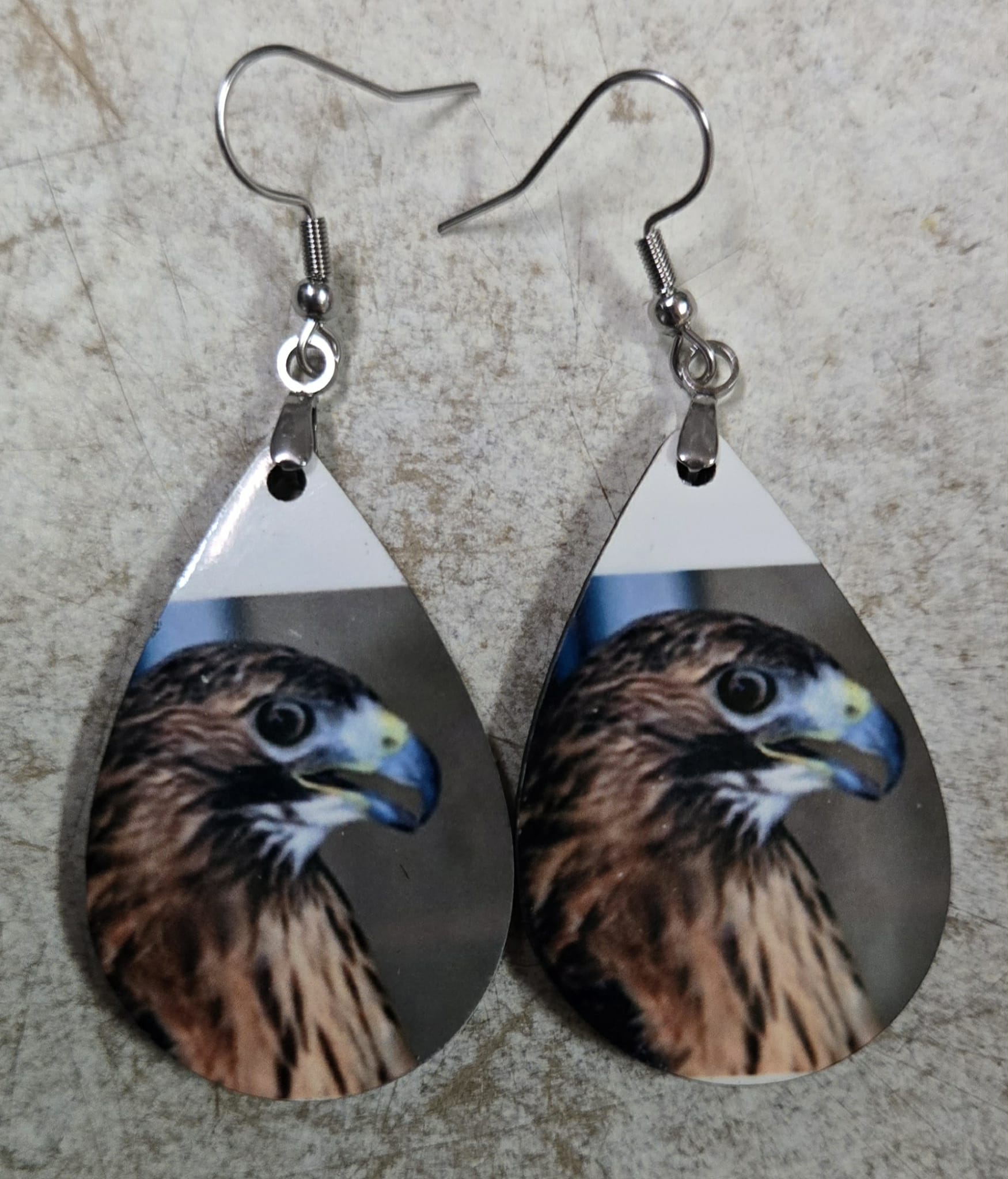 Tear Drop Red Tailed Hawk Earrings