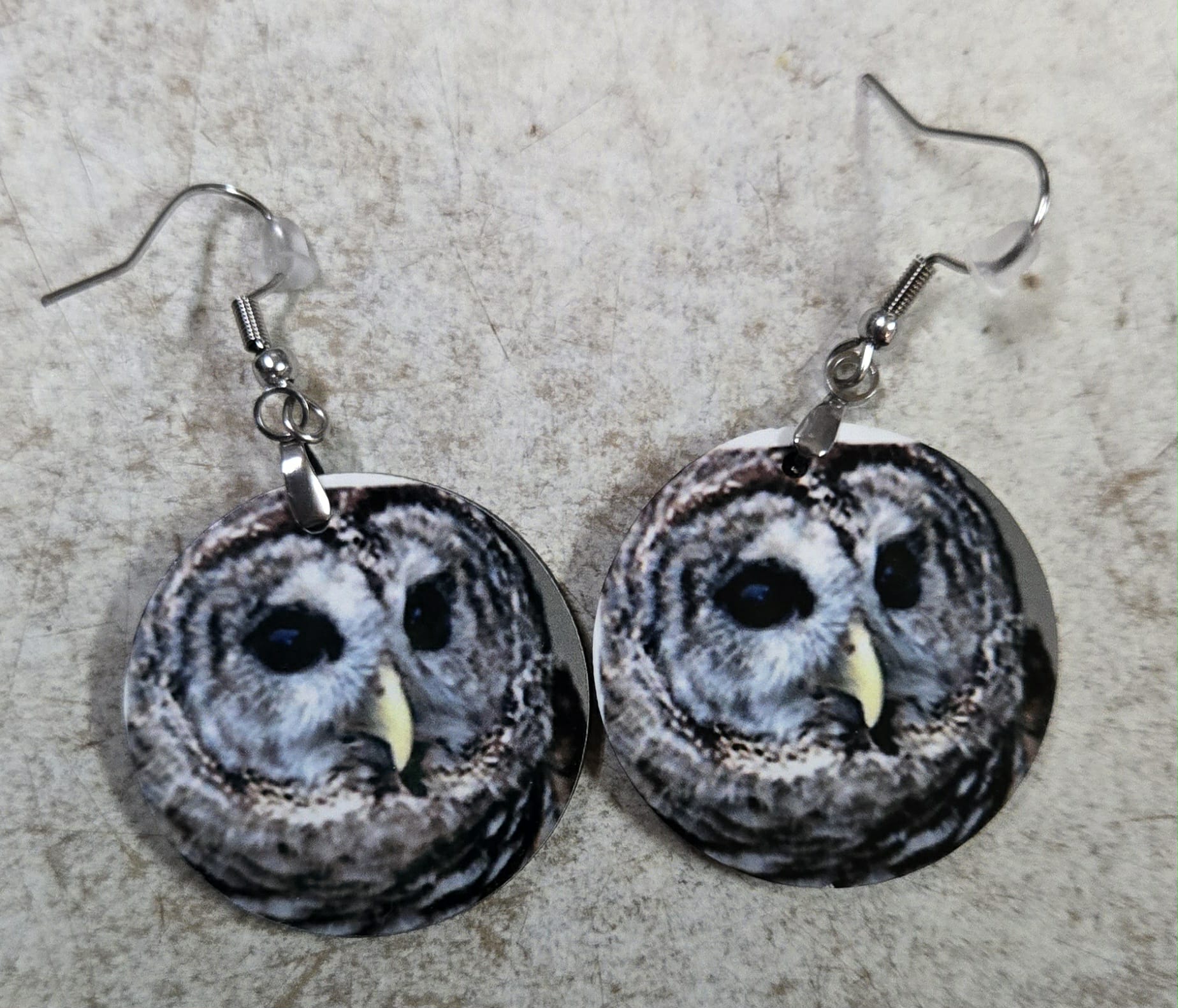Round Barred Owl Earrings
