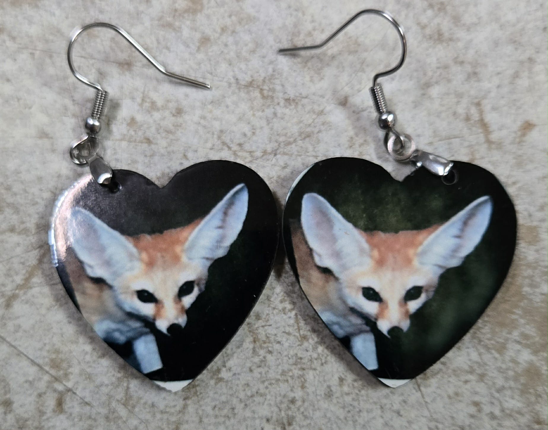 Heart Fennec Fox Earrings